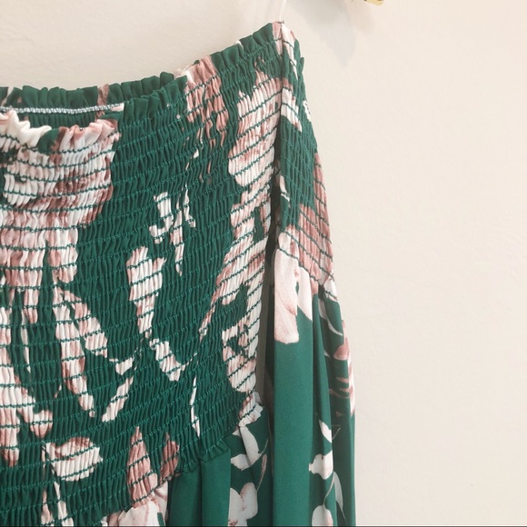LAST 1: Green Floral Boho Off Shoulder Dress - Picture 4 of 5